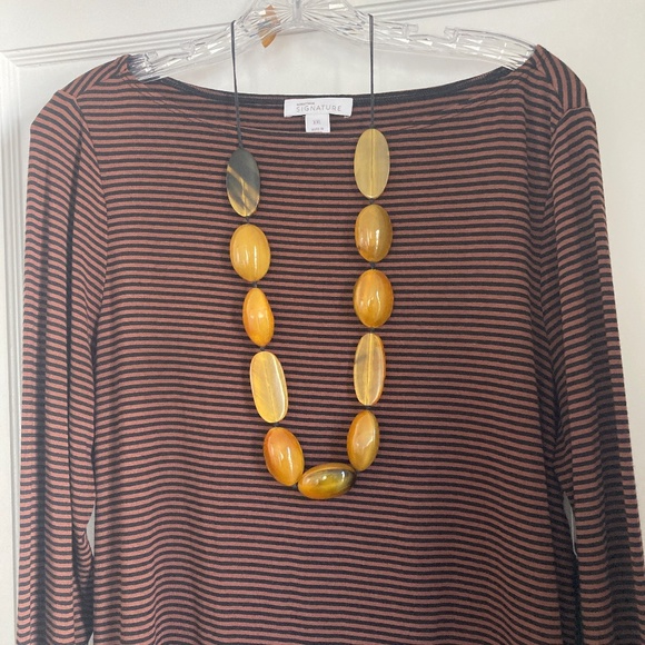 NORDSTROM Signature Boat Neck Bateau Striped Knit Tee Shirt Top NWT - Picture 7 of 9